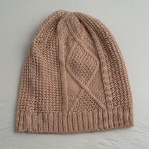 TJD light blush pink acrylic knit slouch beanie hat